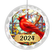 Load image into Gallery viewer, Personalized Faux Stained Glass Cardinal Ornament
