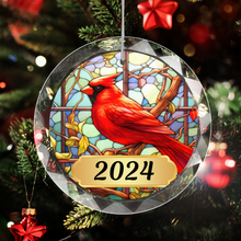 Load image into Gallery viewer, Personalized Faux Stained Glass Cardinal Ornament