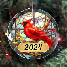 Load image into Gallery viewer, Personalized Faux Stained Glass Cardinal Ornament