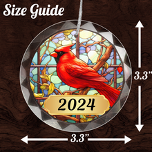 Load image into Gallery viewer, Personalized Faux Stained Glass Cardinal Ornament