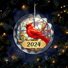 Load image into Gallery viewer, Personalized Faux Stained Glass Cardinal Ornament
