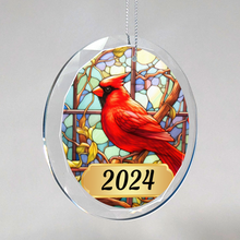 Load image into Gallery viewer, Personalized Faux Stained Glass Cardinal Ornament