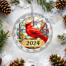 Load image into Gallery viewer, Personalized Faux Stained Glass Cardinal Ornament