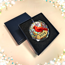 Load image into Gallery viewer, Personalized Faux Stained Glass Cardinal Ornament