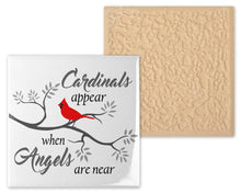Load image into Gallery viewer, Cardinals Appear When Angels are Near, Ceramic Tile, Memorial Art, Remembrance Gift, Gift for Husband, 4.25 inches with gold edge trim
