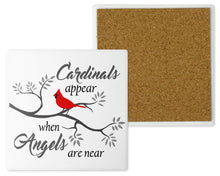 Load image into Gallery viewer, Cardinals Appear When Angels are Near, Ceramic Tile, Memorial Art, Remembrance Gift, Gift for Husband, 4.25 inches with gold edge trim