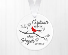 Load image into Gallery viewer, Cardinal Christmas Ornament for Sympathy Gift, Personalized Gift, Porcelain with Gold Trim, Cardinal Gift for Holiday Decor