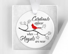 Load image into Gallery viewer, Personalized Cardinal Christmas Ornament Red Cardinal Decor Sympathy Gift for Loss Cardinal Loved One Memorial Gift Angels Are Near