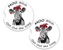 Load image into Gallery viewer, Car Coasters, Cows, Travel Gift, Car Accessories for Women, Cow Decor, Cowgirl, Coffee Lovers Gift, MDF and Cork