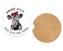 Load image into Gallery viewer, Car Coasters, Cows, Travel Gift, Car Accessories for Women, Cow Decor, Cowgirl, Coffee Lovers Gift, MDF and Cork