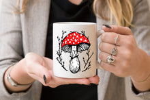Load image into Gallery viewer, Coffee Mug, Mushroom, Ceramic Mug, Mycology, Mushroom Gift for Nature Lover, Mushroom Decor, Amanita Muscaria, 11 oz