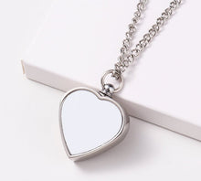 Load image into Gallery viewer, Set of 5 Sublimation Blank, Ashes Necklace, Heart, Cremation Jewelry, Urn Necklace, Ashes Keepsake, Pet Memorial Jewelry, Ready to Ship, RTS