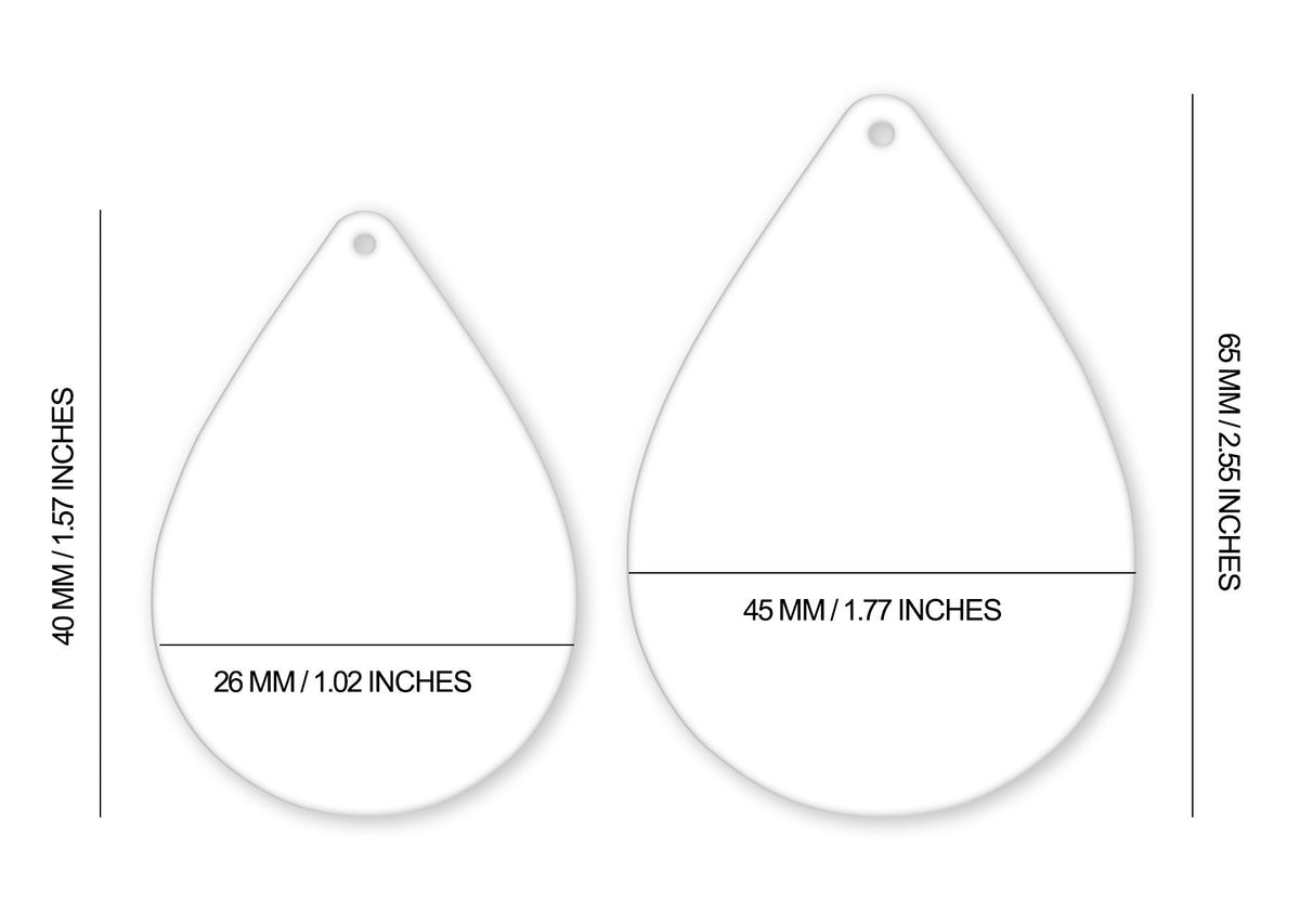 Teardrop Reverse Sublimation Earring Blanks ~ Multiple Sizes – Designodeal