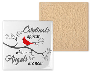 Cardinals Appear When Angels are Near, Ceramic Tile, Memorial Art, Remembrance Gift, Gift for Husband, 4.25 inches with gold edge trim