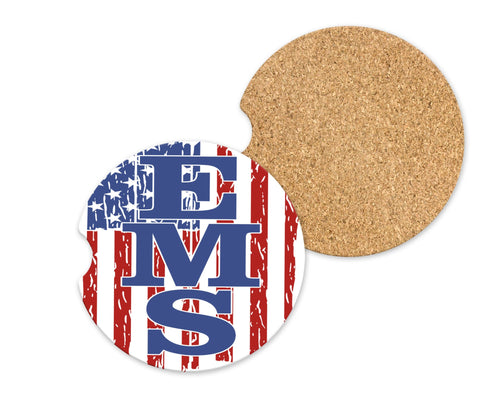 Emergency Medical Services, Car Coasters, Gifts for Boyfriend, EMS, First Responder, 2.6 inches, Cork Back