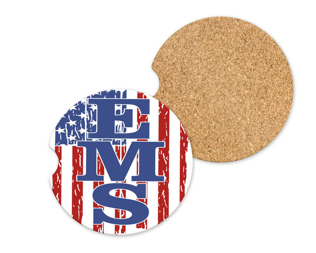 Emergency Medical Services, Car Coasters, Gifts for Boyfriend, EMS, First Responder, 2.6 inches, Cork Back