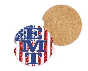 Emergency Medical Technician, Car Coasters, Gift for Wife, EMT, Paramedic, First Responder, 2.6 inches, Cork Back