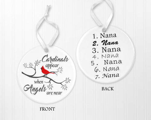 Red Cardinal, Ornament, Memorial Gift, Personalised Ornament, Gift for Grandma