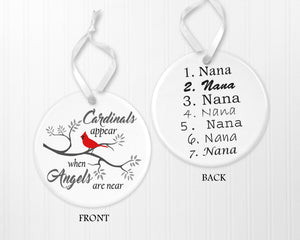 Red Cardinal, Ornament, Memorial Gift, Personalised Ornament, Gift for Grandma