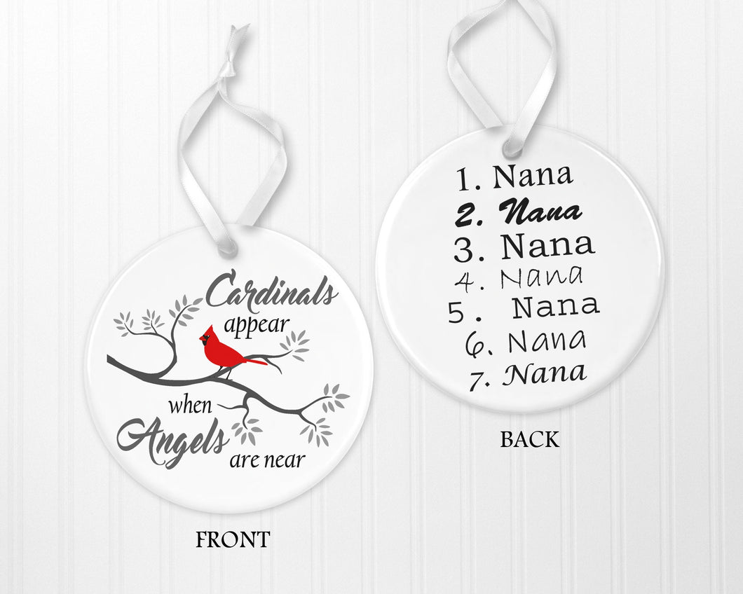 Red Cardinal, Ornament, Memorial Gift, Personalised Ornament, Gift for Grandma