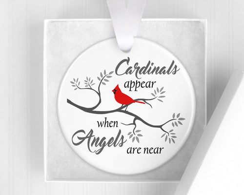 Personalized Cardinal Christmas Ornament Red Cardinal Decor Sympathy Gift for Loss Cardinal Loved One Memorial Gift Angels Are Near