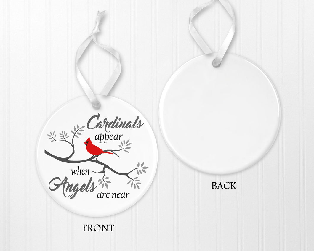 Cardinal Christmas Ornament for Sympathy Gift, Personalized Gift, Porcelain with Gold Trim, Cardinal Gift for Holiday Decor