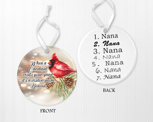 Personalized Ornaments, Cardinal Ornament, Personalised Gift, Sympathy Gift for Mom