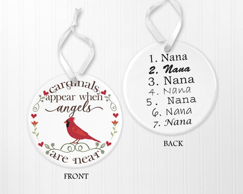 Cardinal Ornament, Personalized Ornaments, Memorial Gift, Family Gift,