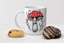 Load image into Gallery viewer, Coffee Mug, Mushroom, Ceramic Mug, Mycology, Mushroom Gift for Nature Lover, Mushroom Decor, Amanita Muscaria, 11 oz
