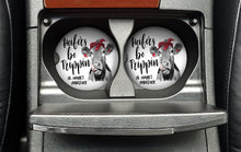 Load image into Gallery viewer, Car Coasters, Heifers Be Trippin, Cow Gifts, Car Accessories for Women, Mother Daughter Gift, Funny Gifts, 2.6 inches
