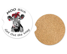 Load image into Gallery viewer, Car Coasters, Cows, Travel Gift, Car Accessories for Women, Cow Decor, Cowgirl, Coffee Lovers Gift, MDF and Cork
