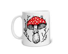 Load image into Gallery viewer, Coffee Mug, Mushroom, Ceramic Mug, Mycology, Mushroom Gift for Nature Lover, Mushroom Decor, Amanita Muscaria, 11 oz
