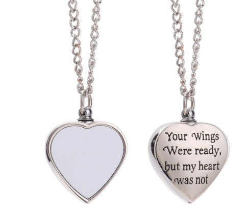 Heart Blank Tag Smooth Charm Heart Wing Pendant Sublimation