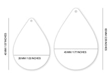 Load image into Gallery viewer, Sublimation Blanks, Teardrop Earrings, MDF, Hardware Included, Sublimation Earrings, Wood Earrings, Dangle Earrings, 2 Sizes, Ready to Ship
