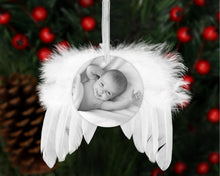 Load image into Gallery viewer, White Feather Angel Wings Sublimation Blanks Angel Wings Christmas Ornaments Handmade Custom Memorial Ornaments Wooden MDF Ready to Ship
