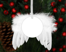 Load image into Gallery viewer, White Feather Angel Wings Sublimation Blanks Angel Wings Christmas Ornaments Handmade Custom Memorial Ornaments Wooden MDF Ready to Ship
