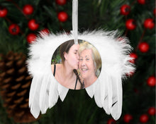 Load image into Gallery viewer, White Feather Angel Wings Sublimation Blanks Angel Wings Christmas Ornaments Handmade Custom Memorial Ornaments Wooden MDF Ready to Ship
