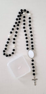 Set of 5 Beaded Rosary Necklace Sublimation Blank Rosary Beads Religious Jewelry 1st Communion Gift for Girls Catholic Jewelry Baptism Gift