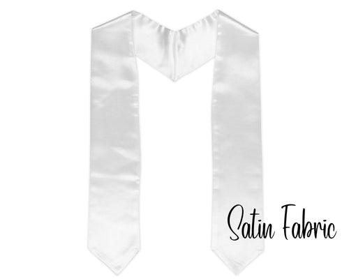 White Satin Graduation Stole Sublimation Blank, Custom Sash Class of 2023, Graduation Sash, Sublimation Stole, 2 Sizes, Ready to Ship